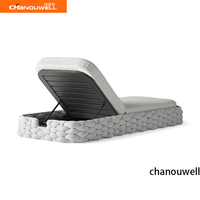 Chaise longue d'extérieur en aluminium résistant aux intempéries, enveloppée de polyester avec tissu intérieur-extérieur