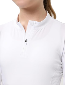 Chemise d'<span class=keywords><strong>équitation</strong></span> athlétique à manches longues pour filles-Trous pour les pouces, UPF50, <span class=keywords><strong>veste</strong></span> équestre à demi-fermeture éclair pour enfants à séchage rapide - Product Image 2