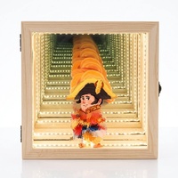 Boîte de présentation personnalisée OEM pour figurine de dessin animé, miroir à effet abyssal à marches infinies, veilleuse LED USB, décoration en bois, cadeau, ornement
