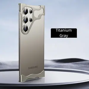 Paraurti in alluminio in metallo titanio custodie per telefono per Samsung Galaxy S23 S24 Ultra antiurto Cover con obiettivo per fotocamera