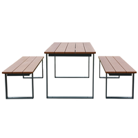 Meubles d'extérieur imperméables, table de pique-nique en bois pour camping, restaurant, parc, table à manger longue et ensemble de bancs