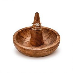 Wooden Jewelry Dish Ring Stand Handcrafted Classic Design Shape Large Capacity 3-6L Durable Finish for Necklace <b>Earring</b> <b>Storage</b> - Product Image 3