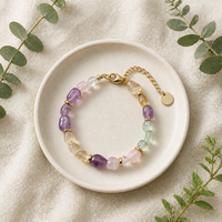Bracelet en perles naturelles d'améthyste, citrine, quartz rose et préhnite, fait main, en cristaux mélangés, pour femmes, vente en gros