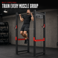 REYK – Support de fitness multifonctionnel en acier pour entraînement de force, avec logo personnalisé, pour salle de sport à domicile, barre de traction, rack à squats et banc