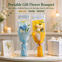 Bouquet de tournesols artificiels en crochet, arrangement floral tricoté, cadeau pour Noël