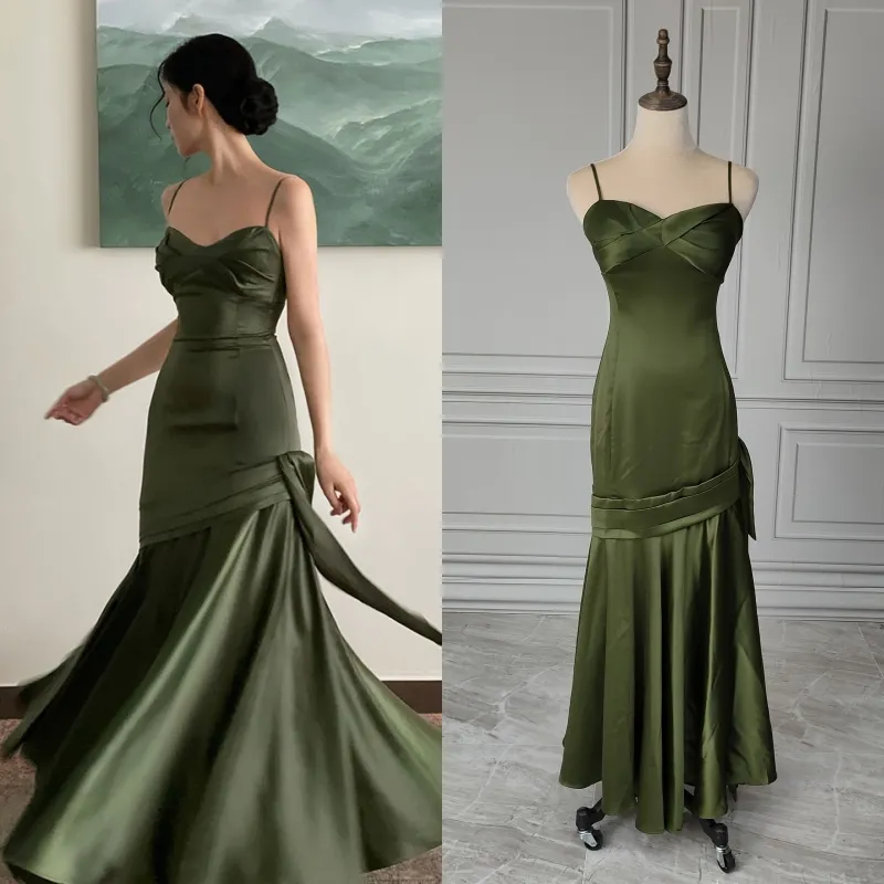 14716 # Echte Fotos Spaghetti träger im französischen Stil Brautkleid Brautkleid Abend Prom Party kleider für Frauen nach Maß