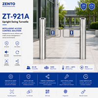 Tourniquet vertical pivotant Zento ZT-921A en acier inoxydable 304, 30-45/min, anti-pincement, bidirectionnel, portillon piéton 120W, IP54