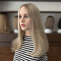 Perruque médicale juive Sheitel en cheveux humains vierges européens blonds de qualité supérieure, avec dessus en soie, lisse, casher, pour femmes, vente en gros