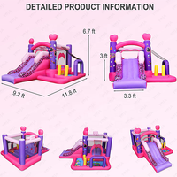 6 en 1 rose princesse gonflable videur grand ballon fosse basket-ball cerceau PVC saut toboggan pour enfants jardin centre commercial fêtes