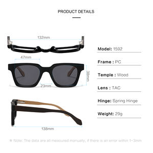 2025 crème solaire à la mode lunettes de soleil carré en plastique soutenu unisexe lunettes de soleil logo personnalisé polarisé bois bambou lunettes de soleil - Product Image 3