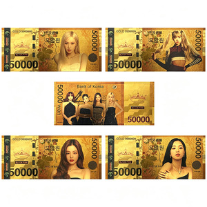 Banconota da Collezione Placcata in <span class=keywords><strong>Oro</strong></span> 24K con 4 Design del <span class=keywords><strong>Gruppo</strong></span> K-Pop KR, Vendite Calde 2026 - Product Image 1
