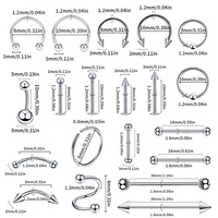 5-teiliges G23 Mix Körperschmuck-Set: Nasen-, Ohr-, Bauch-, Lippen-, Zungenringe, Captive Bead Augenbrauen-Piercings