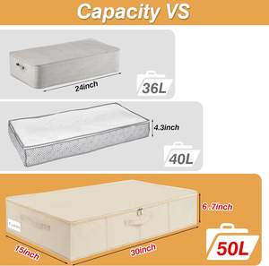 Skymoving nouveau 2 pièces organisateur de stockage en tissu résistant aux taches bacs avec couvercle pliable Non-tissé sous les conteneurs de stockage de lit - Product Image 4