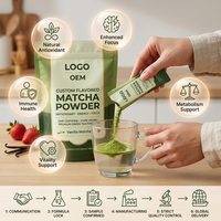 Matcha en Polvo Orgánico Sin OMG para Adultos, ODM, Plazo de Entrega Rápido, Marca Privada, Saborizado, Natural, Detox, Metabolismo, Control de Peso, a Granel