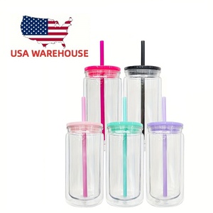 Vaso Snowglobe con agujero preperforado, vaso acrílico Snow Globe de 16 oz, vasos de plástico transparente de doble pared con tapas y pajitas - Product Image 1