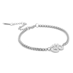 Bracciale con Charm <span class=keywords><strong>Aum</strong></span> Om Indiano per Donne e Uomini, Placcato in Oro 18k, Acciaio Inossidabile, Regolabile - Product Image 2