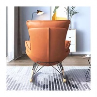 GEDO Chaise à bascule moderne pour adultes Meubles de maison souples avec pouf en cuir synthétique pour le salon