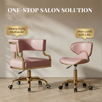 Ensemble professionnel moderne de fauteuil client et tabouret de technicien pour salon, en cuir premium, base dorée robuste, multicolore, pour manucure et ongles