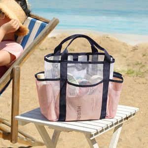 Summer Mesh Beach <b>Bag</b> Travel Portable Tote <b>Bags</b> Makeup Cosmetic <b>Sunscreen</b> and Skincare Storage <b>Bag</b> for Swimming Accessory - Product Image 3