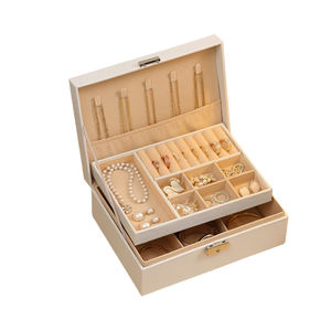 לוגו מותאם אישית pu תכשיטי עור תיבת אריזה כפול תכשיטים תיק תיבת תצוגה במקרה נייד נסיעות נייד מארגן עם מנעול - Product Image 1