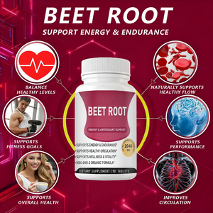 ผงบีทรูทสารต้านอนุมูลอิสระไนตริกออกไซด์จากธรรมชาติ พร้อมพริกไทยดำ อาหารเสริมเพื่อการดูดซึมที่ดีขึ้น 90 เม็ด สำหรับผู้ชายและผู้หญิง - Product Image 3