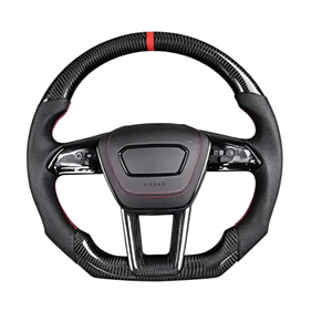 Volante deportivo personalizado de fibra de carbono forjado de cuatro radios, compatible con <span class=keywords><strong>Audi</strong></span> A1/A3/<span class=keywords><strong>A4</strong></span>/B7-B9/A5/A6/C6/C8/A7/A8/RS3/TTS/S5 - Product Image 3