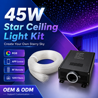 Kit d'éclairage de plafond à fibres optiques RGB personnalisé 45W, 1200 pièces de fibres PMMA de 0,75 mm avec télécommande