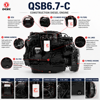 Motor Diésel SCDC DCEC Cummins QSB6.7-C 160-260HP 6.7L Turbo Refrigerado por Agua, Sistema Common Rail Completo, Nivel 3, para Excavadora y Cargadora