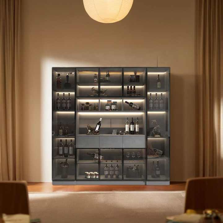 Modern Italian Style Living Room Decor Aluminium Wine Display Bar Cabinet Wine Cellar Furniture for Home