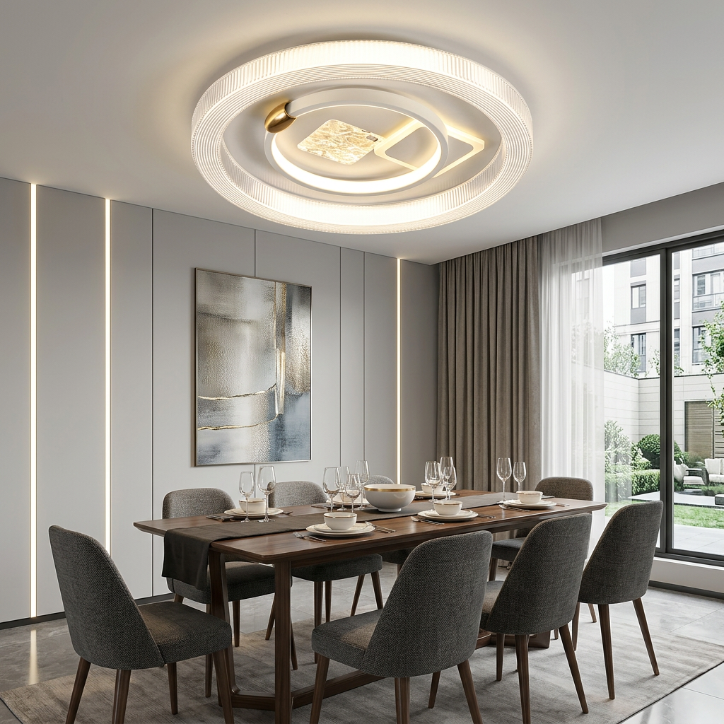 Nordic Square Round LED Ceiling Lamp Multi Scene Home Illumination Creative Geometry Fixture for Apartment Living Space