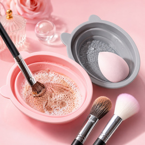 Foldable Silicone Makeup Brush Cleaner Set With Cleaning Solution And Drying Rack For Brushes Powder <b>Puffs</b> Beauty Blenders - Product Image 2