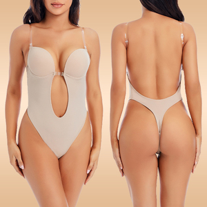 Deep V-Neck U Plunge Thong Corset Bodysuit Shapewear Push up <strong>Bras</strong> for Women Body Shaper Invisible Backless <strong>Bra</strong> <strong>Low</strong> <strong>Back</strong> Dress - Product Image 1