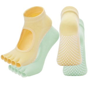Calcetines de Yoga de Cinco Dedos para Mujer, de Algodón Peinado Fino, Diseño Antideslizante de Medio Dedo, Altura Media, Profesionales para Pilates, Entrenamiento, Gimnasio y Danza - Product Image 2