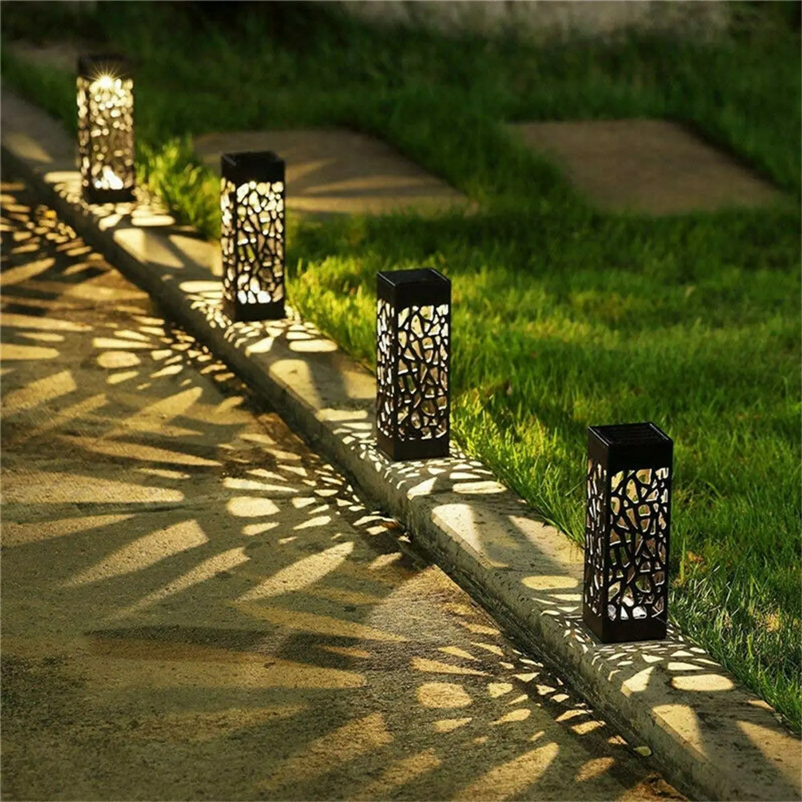 Waterproof Outdoor Landscape  LED Solar Lawn Light Pathway Garden Lamp Decor Hollow Out Modern Style