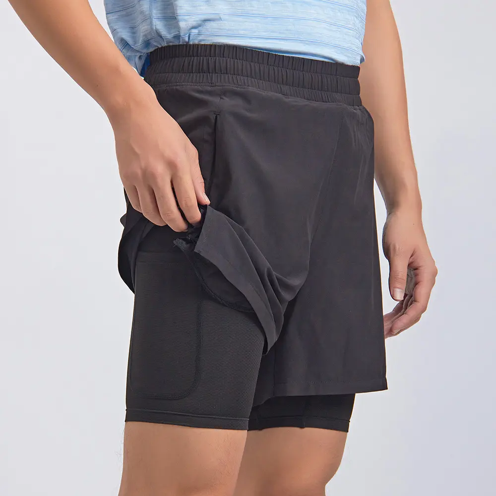Sportswear Running Gym Shorts Custom Compression Sweat Training Workout Fitness Athletic Sports Polyester Nylon Men Black Print