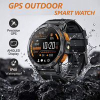 Montre connectée K67 GPS avec écran AMOLED, boussole, moniteur d'oxygène sanguin, moniteur de fréquence cardiaque, tracker d'activité physique, boîtier en acier inoxydable monobloc