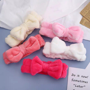 Bán Buôn Sợi Nhỏ Flannel Mềm Đàn Hồi Bow Hairbands Spa Tắm Rửa Mặt <span class=keywords><strong>Headband</strong></span> Tóc Ban Nhạc Cho Phụ Nữ Cô Gái - Product Image 3