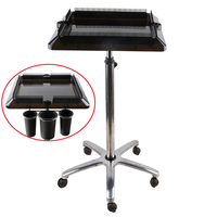 Plateau de rangement intelligent pour coiffure, pliable et mobile, en acier inoxydable noir, chariot pour extensions capillaires de salon de beauté