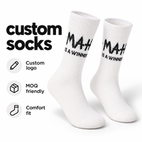 Chaussettes mi-mollet côtelées blanches personnalisées avec jacquard texte noir, chaussettes à logo personnalisé, chaussettes tricotées décontractées confortables à faible MOQ
