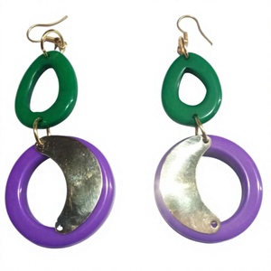 Boucles d'oreilles pendantes géométriques en résine plaquées or, style bohème, pour femme, bijoux de fête et de mariage - Product Image 3