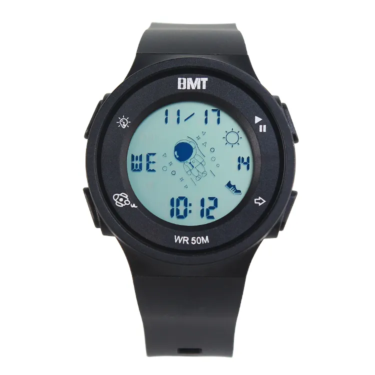 Sport Men wrist black white watch Replaceable Comfortable Watch Strap plastic Boys Fashion Simple Digital Watch