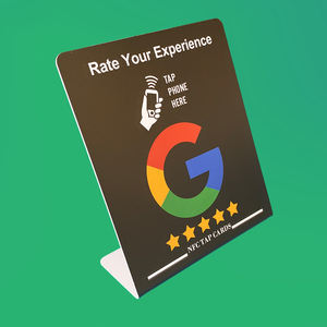 888 octets NFC216 puce boostée présence <span class=keywords><strong>en</strong></span> <span class=keywords><strong>ligne</strong></span> Google Review NFC Table Stand Display Review Us on Google Pedestal - Product Image 3