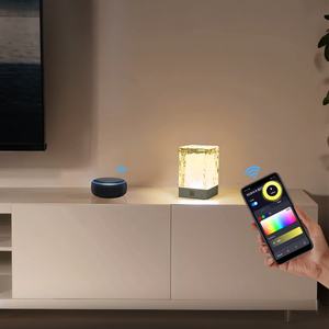 Lámpara de Mesa de Cristal Inalámbrica Inteligente para el Hogar, con Control por Voz Tuya, Sincronización Musical, Cambio de Color RGBW, para Sala de Estar y Dormitorio - Product Image 5