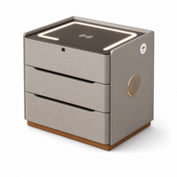 Table de chevet de luxe à 3 tiroirs avec chargeur sans fil et port USB, table de chevet intelligente en bois massif pour chambre à coucher, mobilier d'hôtel