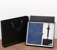 Coffrets cadeaux promotionnels de luxe de haute qualité avec logo personnalisé, comprenant un carnet de notes de bureau, un porte-cartes de visite et un stylo.