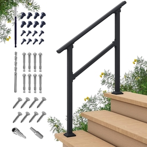 Mains courantes noires pour marches extérieures Fit 1 à 2 marches Rampes d'<span class=keywords><strong>escalier</strong></span> <span class=keywords><strong>en</strong></span> fer forgé pour marches extérieures <span class=keywords><strong>en</strong></span> béton pour terrasse de <span class=keywords><strong>jardin</strong></span> - Product Image 4