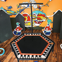 Trampolín Premium Handle Fitness plegable hexágono interior Mini trampolín para gimnasio en casa entrenamiento cardiovascular