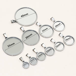 10-20 25 30 <span class=keywords><strong>35</strong></span> 40mm taille intérieure ne se décolore jamais en acier inoxydable pendentif Cabochon Base camée blanc réglage breloque plateau pour bijoux à bricoler soi-même - Product Image 2