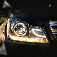 Pour Mercedes Benz Classe C W204 C180 C200 2012-2014, ensemble de phares à LED DRL avec projecteur, mise à niveau, boîtier noir, Plug and Play