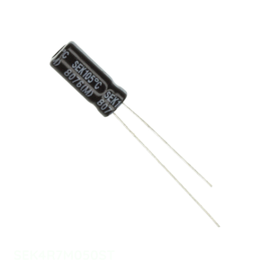 ตัวเก็บประจุแบบ Through Hole CAP ALUM 4.7UF 20% 50V RADIAL TH SEK4R7M050ST 4.7 uF จากผู้ผลิต - Product Image 1